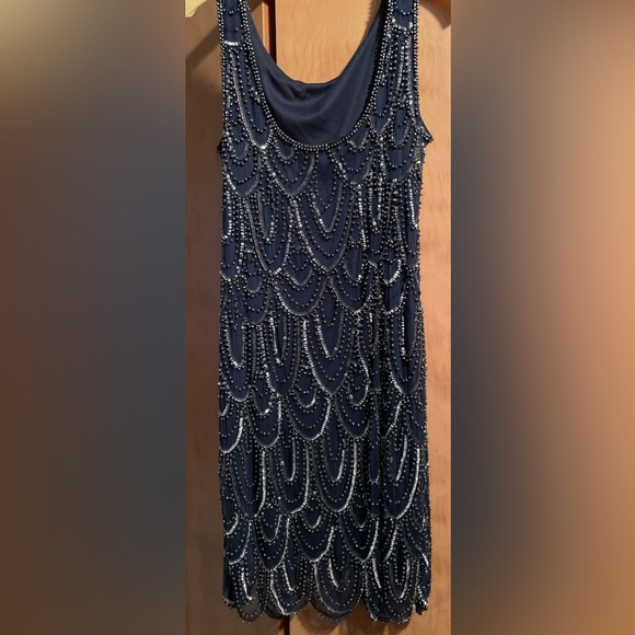 Gorgeous Navy Beaded Cocktail Dress. Excellent condition. Worn once. SZ12 - Picture 5 of 5